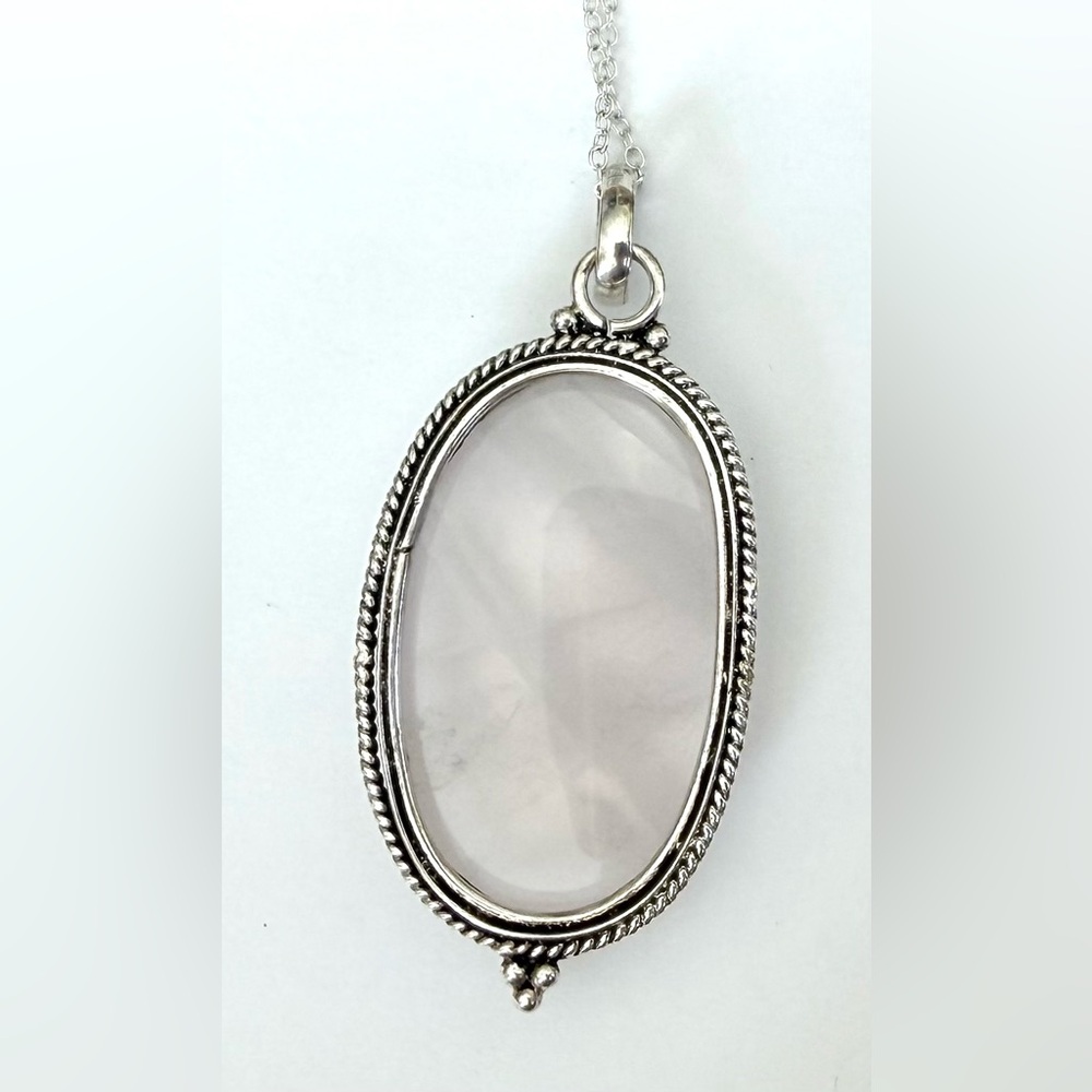 Rose Quartz .925 Sterling Silver Pendant with .925 Chain _ Hand-Crafted in USA!! - Picture 3 of 4